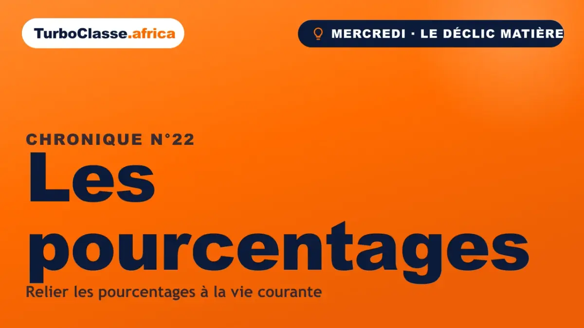 Chronique THOTH « Les pourcentages » — relier les pourcentages à la vie de tous les jours, sur fond orange TurboClasse.