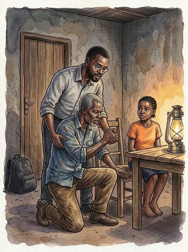 Illustration du conte « La lumière au bout des doigts », partie 2, planche 2