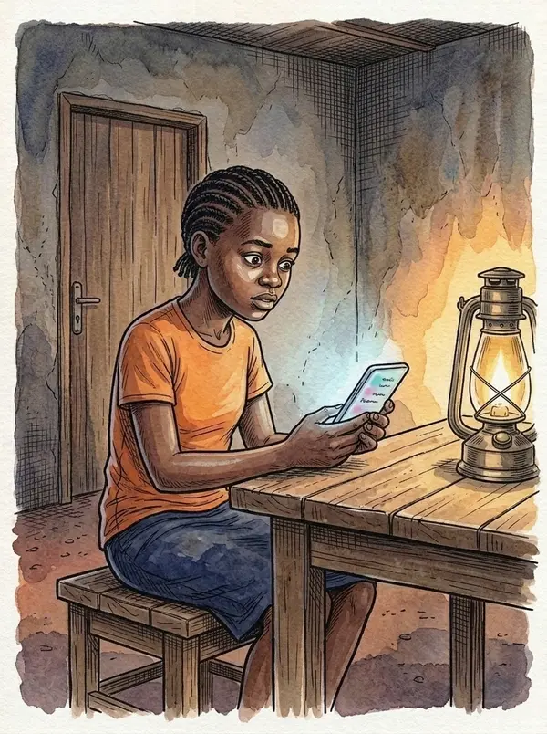 Illustration du conte « La lumière au bout des doigts », partie 2, planche 6
