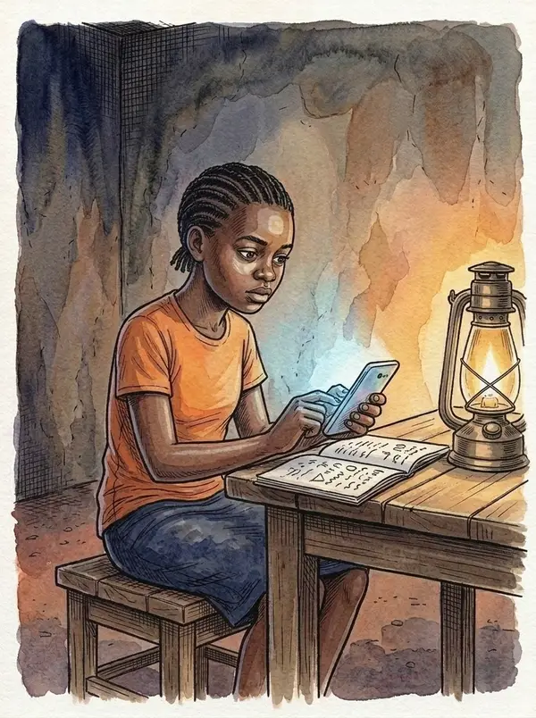 Illustration du conte « La lumière au bout des doigts », partie 2, planche 7