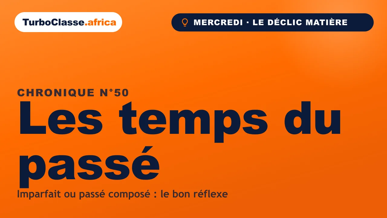Chronique THOTH « Les temps du passé » — choisir entre imparfait et passé composé, sur fond orange TurboClasse.