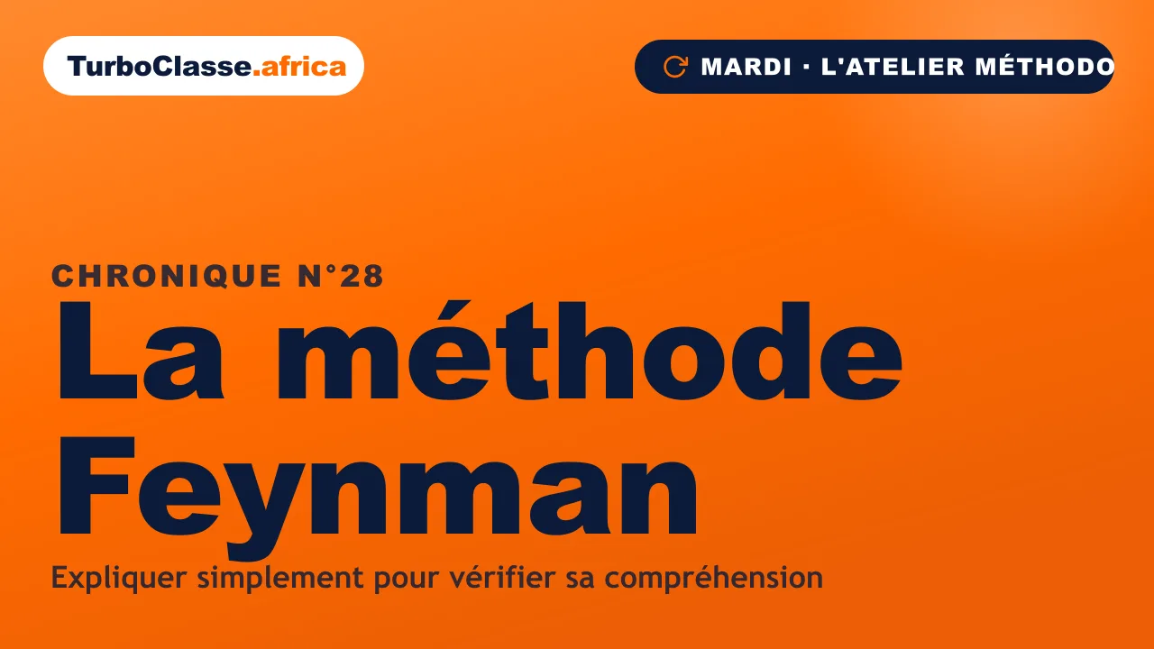Chronique THOTH « La méthode Feynman » — expliquer simplement pour vérifier qu'on a compris, sur fond orange TurboClasse.